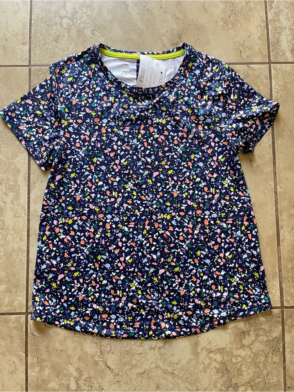IDEOLOGY Girls' Navy Multicolor Confetti Short Sleeve Top